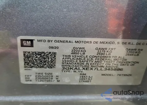 2020 GMC Terrain Denali z USA, uszkodzony, nr VIN 3GKALXEX7LL345886